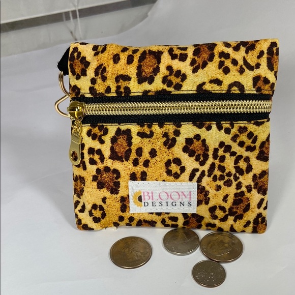 Leopard Print Pouch Mini Handmade Coin Purse, Key Chain Wallet  Zipper Pouch - Picture 5 of 7